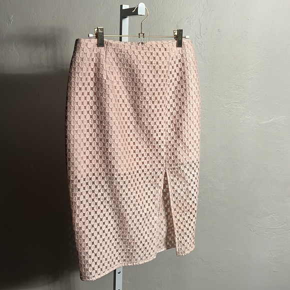 Intermix Womens Embroidered Lace Pencil Skirt Blush Pink sz M midi - Picture 2 of 5